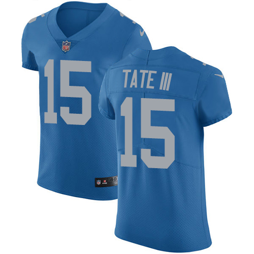 Nike Lions #15 Golden Tate III Blue Throwback Men's Stitched NFL Vapor Untouchable Elite Jersey - Click Image to Close